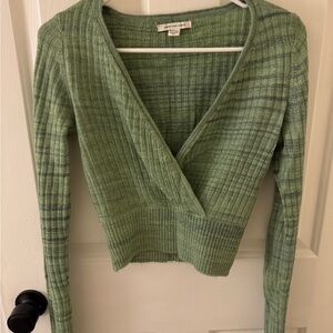 American Eagle Outfitters Sage Green V-Neck Sweater
